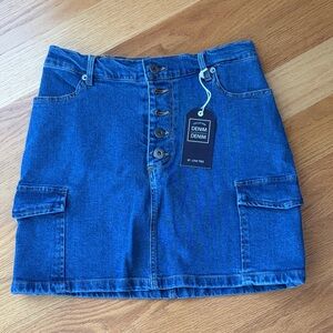 Love Tree Denim Skirt with Button Detail